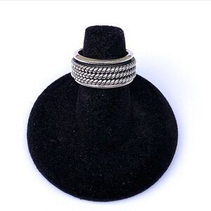 Sterling Silver Braided Spinner Ring Mexico Triple Rope Size 6
